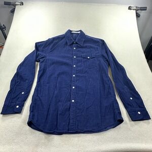 Criquet Corduroy Pearl Snap Shirt Mens Large Blue Long Sleeve Casual Western